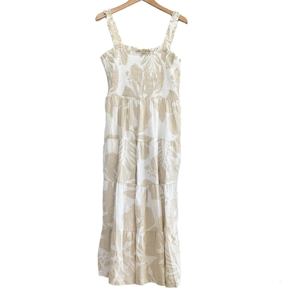 NWT, Gap Linen, Maxi Dress, White/Tan, Size XL